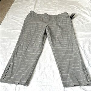 Worthington Plaid Pull On Skinny Pants XL NWT Slimming button detail